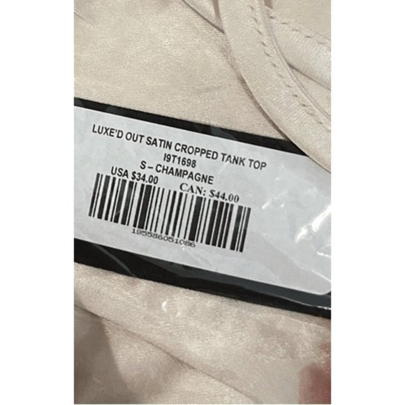 Satin crop top by Lulus Champagne color, Luxe'd Out Model Size Medium - Picture 7 of 8